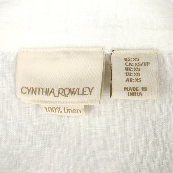 Cynthia Rowley Top Womens XS White Linen Semi Sheer Blouse Faux Wrap Beach - Picture 3 of 13